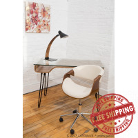 Lumisource OFC-CURVO WL+CR Curvo Mid-Century Modern Office Chair in Walnut and Cream 